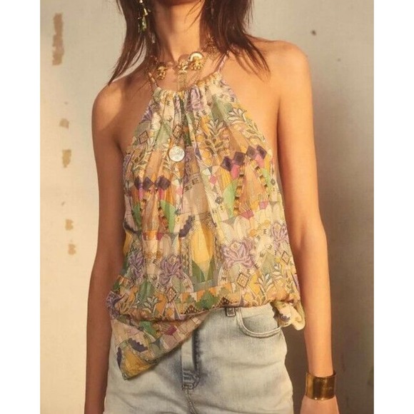 Chufy Memories Of Peru Abstract Print Sleeveless Top Tank Blouse Sz Medium M (U - Picture 1 of 8